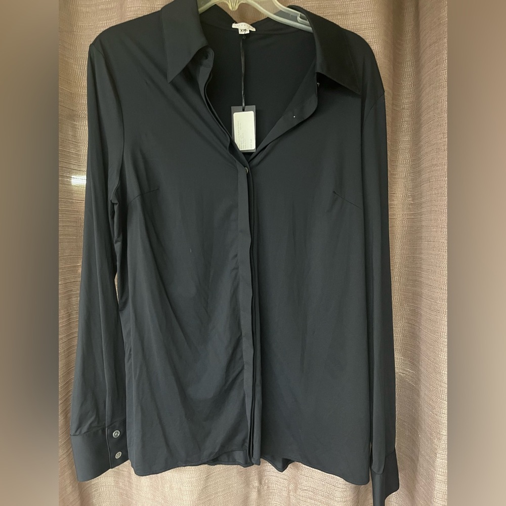 Luxe Black Button-Up Dress Shirt Womens